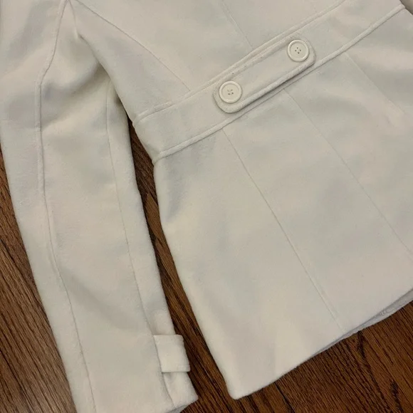 Women's Cream Double-Breasted Coat - Picture 10 of 11